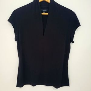 Black Shortsleeve Polyester Blouse